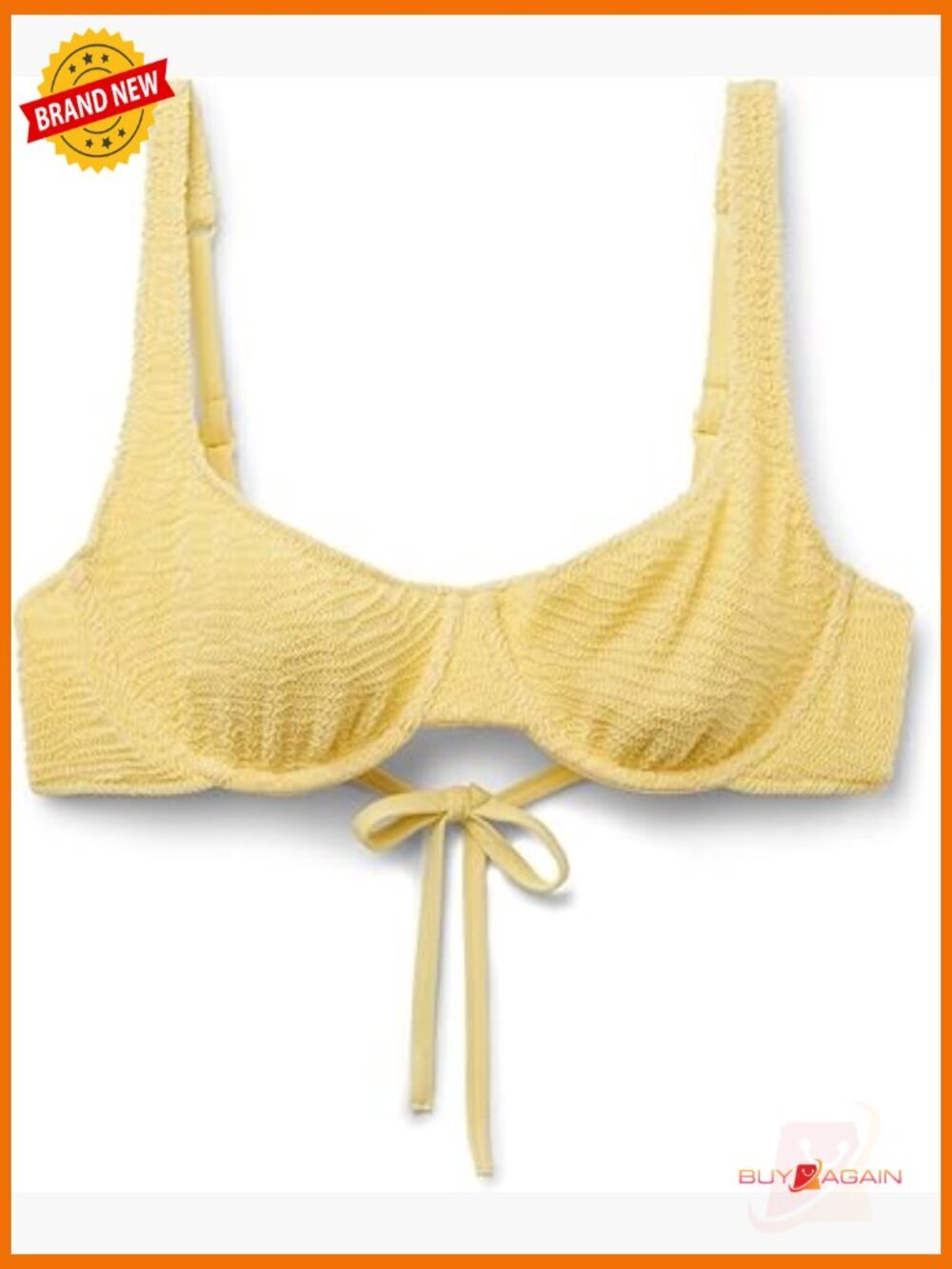 Balconette Bikini Top Underwire Crinkle Wave Adjustable Straps